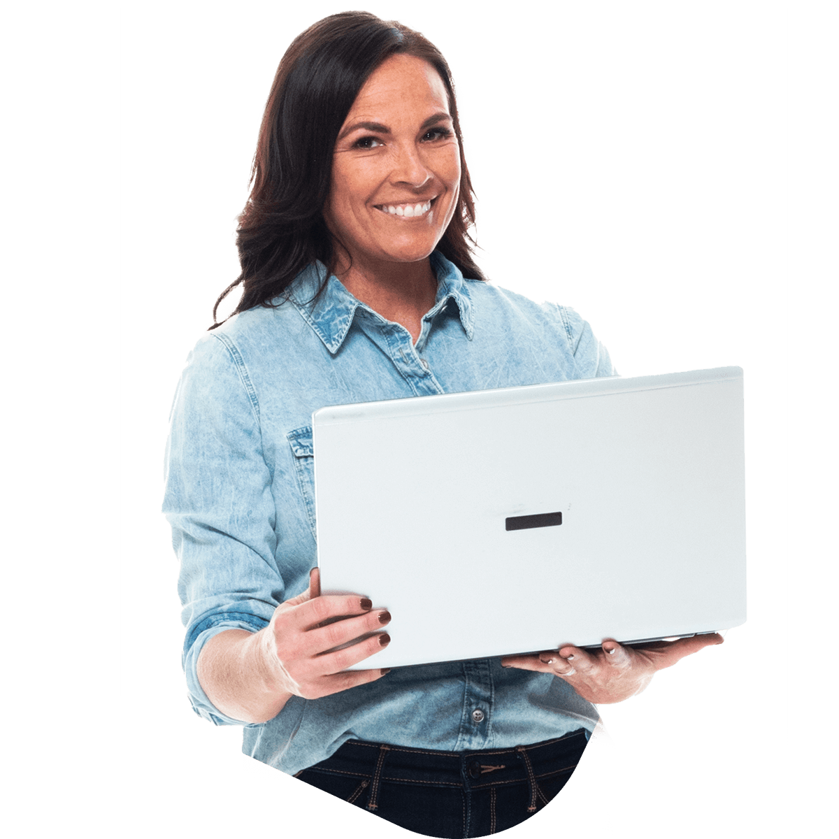 Woman smiling with Laptop